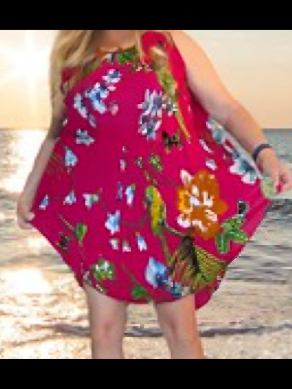 Seven Islands Floral Coverup - Hot Pink - Picture 2 of 6